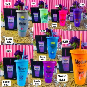 VASO DE PLASTICO CON POPOTE Y TAPADERA AL AZAR